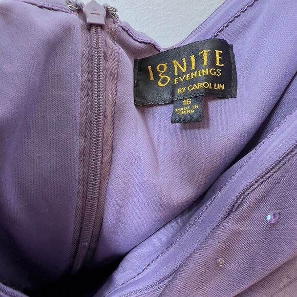 Ignite Evenings by Carol Lin Rouched Beaded Tier Dress nwt - Picture 9 of 10